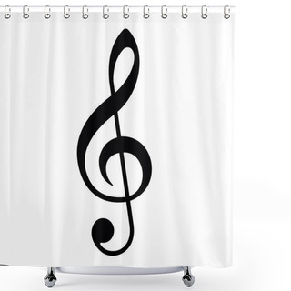 Personality  Treble Key Icon. Vector Shower Curtains