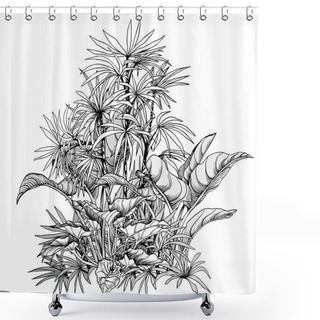 Personality  Concept Of Tropical Plants Shower Curtains