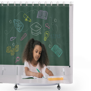 Personality  African American Schoolgirl Studying Shower Curtains