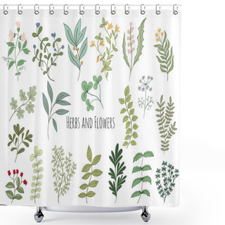 Personality  Set Of Flowers And Herbs Shower Curtains