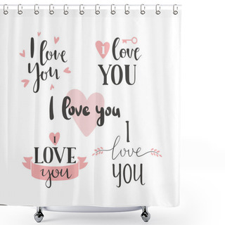 Personality  I Love You Vector Text Shower Curtains