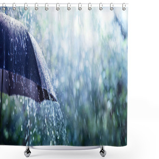 Personality  Rain On Umbrella - Weather Concept Shower Curtains