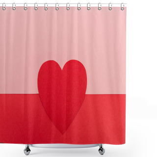 Personality  Top View Of Paper Heart On Red And Pink Background Shower Curtains