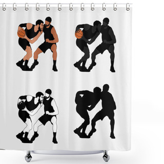 Personality  Basket Player_Vector Image And Illustration Shower Curtains
