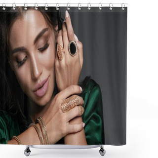 Personality  Fashion Woman. Beautiful Female With Jewelry. Shower Curtains
