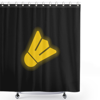 Personality  Badminton Yellow Glowing Neon Icon Shower Curtains