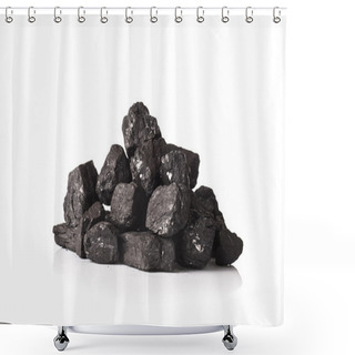 Personality  Pile Of Coal Isolated On White Background Shower Curtains