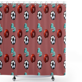 Personality  Colored Background With Different Accessories Shower Curtains