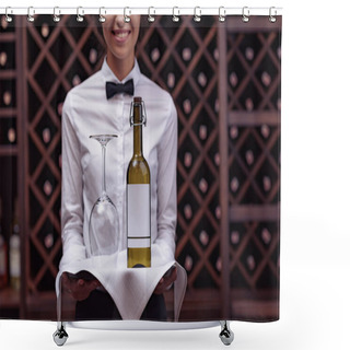 Personality  Sommelier With Wine In Cellar Shower Curtains