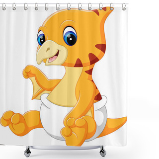 Personality  Illustration Of Happy Pterodactyl Cartoon Shower Curtains