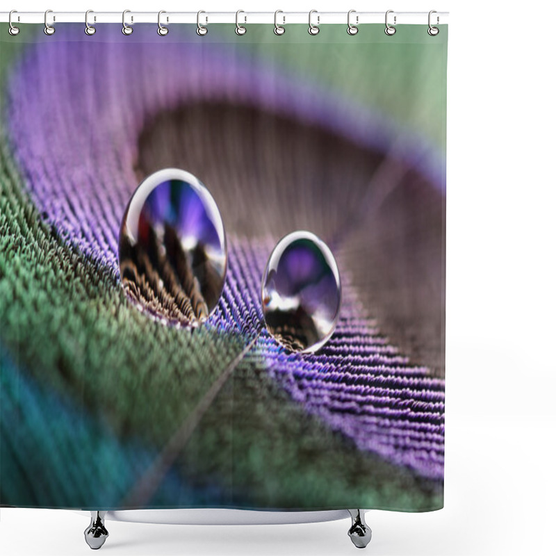 Personality  Water droplets on peacock feather shower curtains