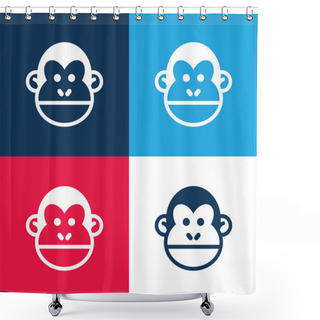 Personality  Animal Blue And Red Four Color Minimal Icon Set Shower Curtains