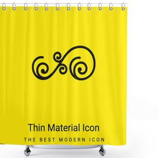 Personality  Asymmetrical Floral Design Of Spirals Minimal Bright Yellow Material Icon Shower Curtains