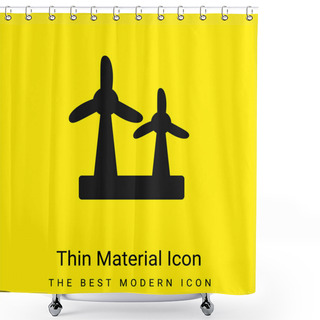 Personality  Air Turbine Minimal Bright Yellow Material Icon Shower Curtains