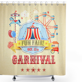 Personality  Vintage Carnival Poster Shower Curtains