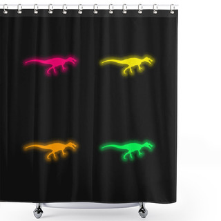 Personality  Baryonyx Dinosaur Shape Four Color Glowing Neon Vector Icon Shower Curtains