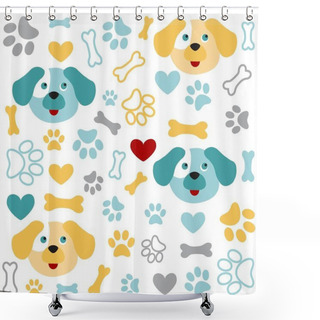 Personality  Background With Dog Paw Print And Bone Shower Curtains