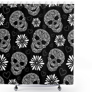 Personality  Abstract Floral Skulls Shower Curtains