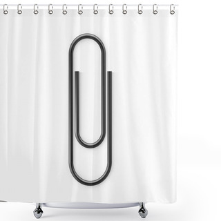 Personality  Black Paperclip Icon. Realistic Paper Clip Attachment With Shadow. Attach File Business Document. Vector Illustration Isolated On White Background Shower Curtains