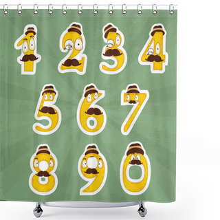 Personality  Funny Digits  Banner Vector Illustration   Shower Curtains