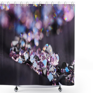 Personality  Diamond (small Purple Jewel) Stones Heap Over Black Silk Cloth B Shower Curtains