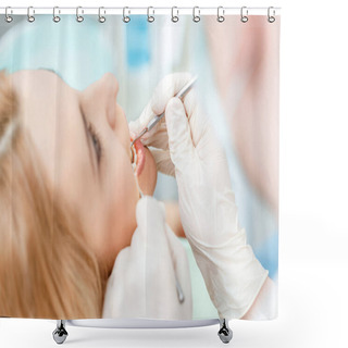 Personality  Patient At Dental Check Up  Shower Curtains