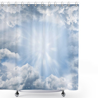 Personality  Bright Rays Shining In Clouds Shower Curtains