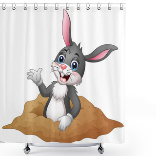 Personality  Cartoon Rabbit Out Of Holes In The Ground Shower Curtains