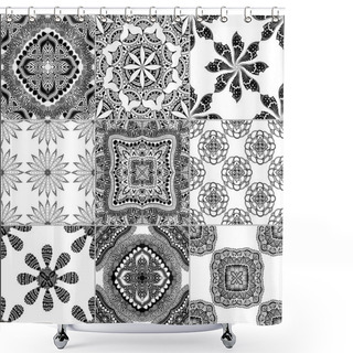 Personality  Black And White Geometric Tiles Shower Curtains