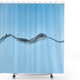 Personality  Wavy Transparent Water On Blue Background With Droplets Shower Curtains