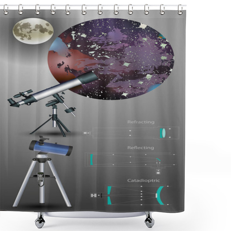 Personality  Telescope Design Vector Illustration Shower Curtains