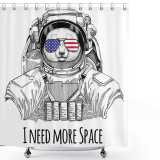 Personality  Usa Flag Glasses American Flag United States Flag Panda Bear, Bamboo Bear Wearing Space Suit Wild Animal Astronaut Spaceman Galaxy Exploration Hand Drawn Illustration For T-shirt Shower Curtains