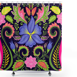 Personality  Vintage Floral Wallpaper With Viola Shower Curtains