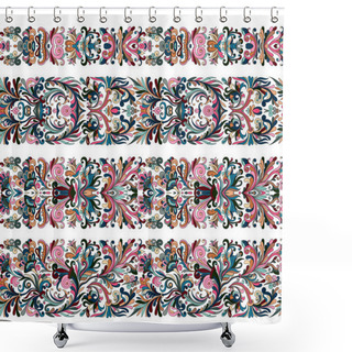 Personality  Set Of Vintage Border Brushes Templates. Baroque Floral Elements For Frames Design And Page Decorations. Shower Curtains