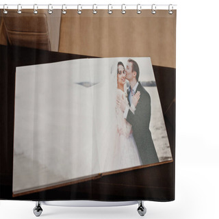 Personality  Open Pages Of Wedding Book Or Album. Shower Curtains