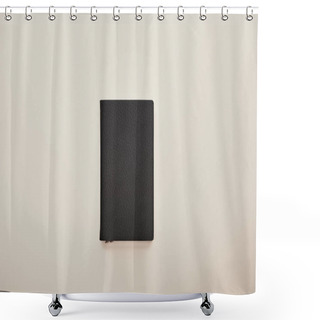 Personality  Top View Of Black Notebook Isolated On Beige  Shower Curtains