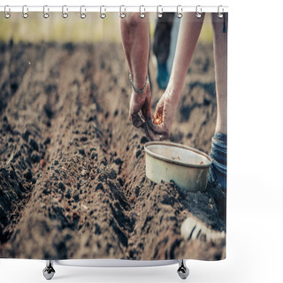 Personality  People On Spring Farmland Shower Curtains