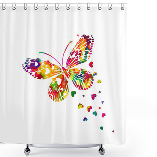 Personality  Colorful Abstract Watercolor Butterfly Shower Curtains