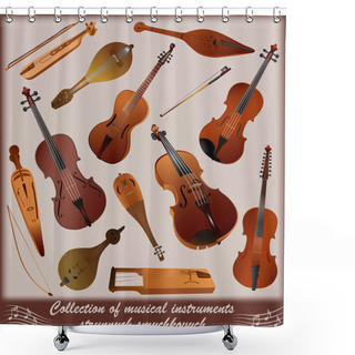 Personality  Collection Of Musical Instruments Shower Curtains