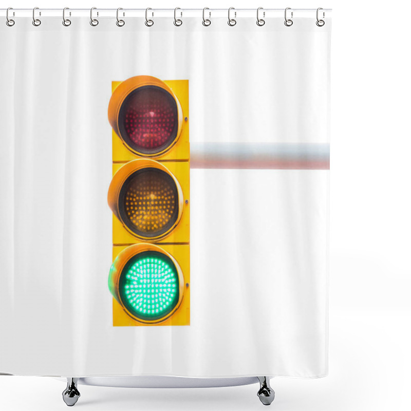 Personality  Traffic Light Isolated On White. Shower Curtains