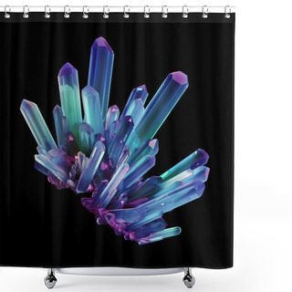 Personality  Blue Purple Crystals, Geological Shapes, 3d Object Isolated On B Shower Curtains