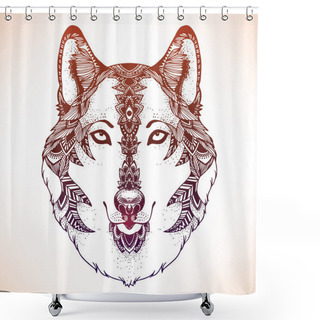 Personality  Ethnic Patterned Animal Head Shower Curtains