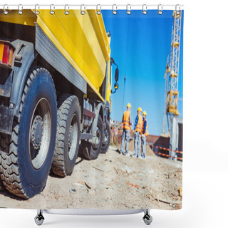 Personality  Tip Truck And Construction Workers Shower Curtains