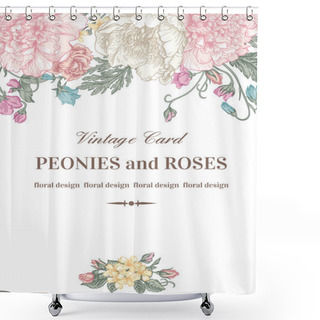 Personality  Foral Card With Garden Flowers. Shower Curtains