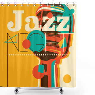 Personality  Jazz Background With Retro Microphone. Shower Curtains
