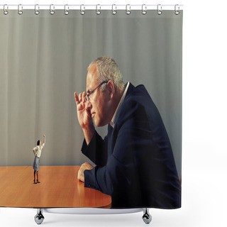 Personality  Boss Looking At Small Aggressive Woman Shower Curtains