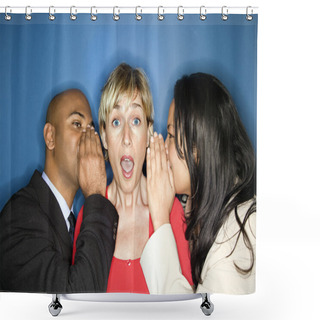 Personality  Businesspeople Telling Secrets. Shower Curtains