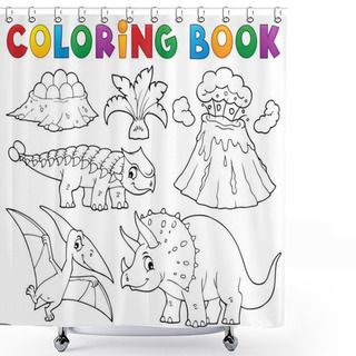 Personality  Coloring Book Dinosaur Subject Image 5 - Eps10 Vector Illustration. Shower Curtains
