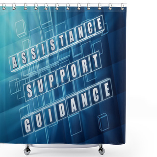 Personality  Assistance, Support, Guidance In Blue Glass Cubes Shower Curtains