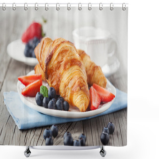 Personality  Fresh Croissants And Ripe Berries Shower Curtains